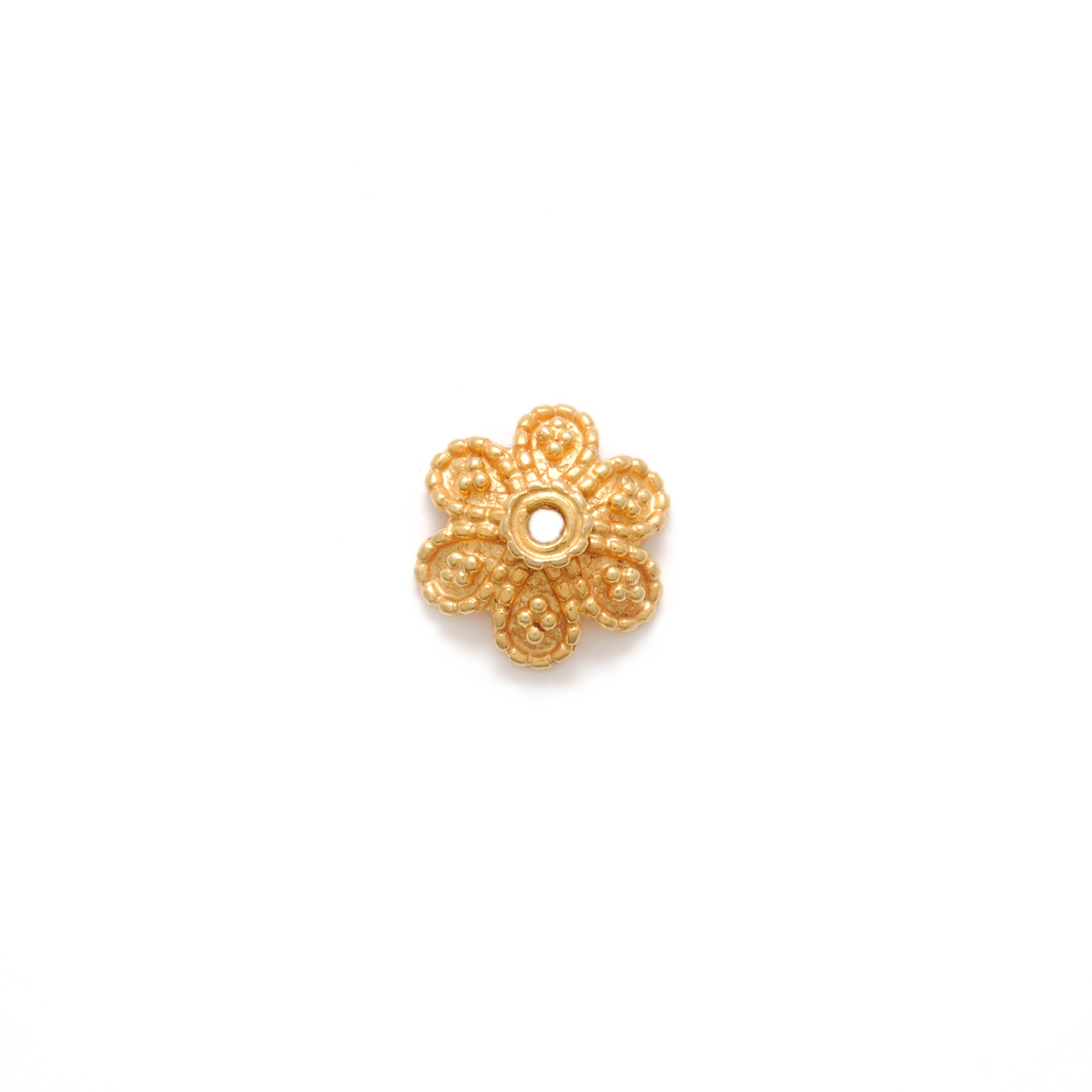18K gold fancy floral cap - overhead view Jaipur