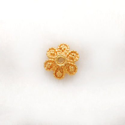 18K gold fancy floral cap styled on statement necklace