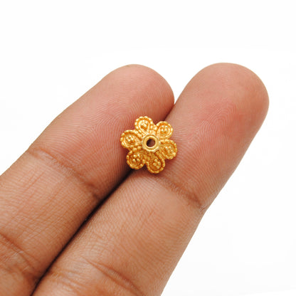 18K gold fancy floral spacer cap - side profile