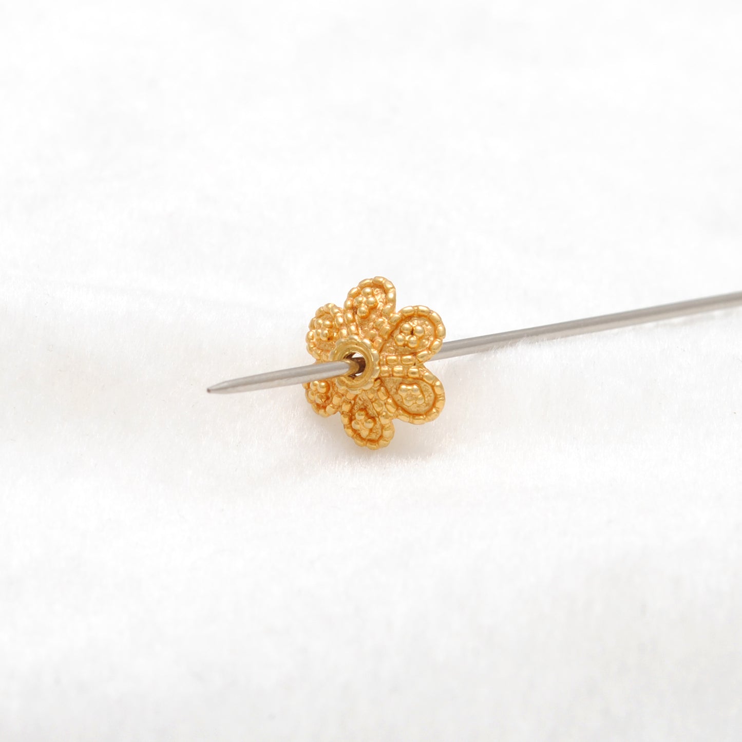 18K gold fancy floral spacer cap - wholesale scale reference