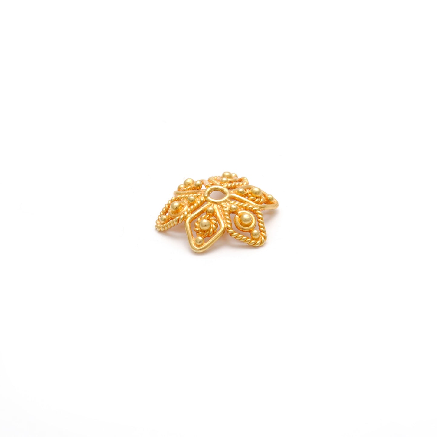 18K gold filigree star cap 11mm - overhead view Jaipur