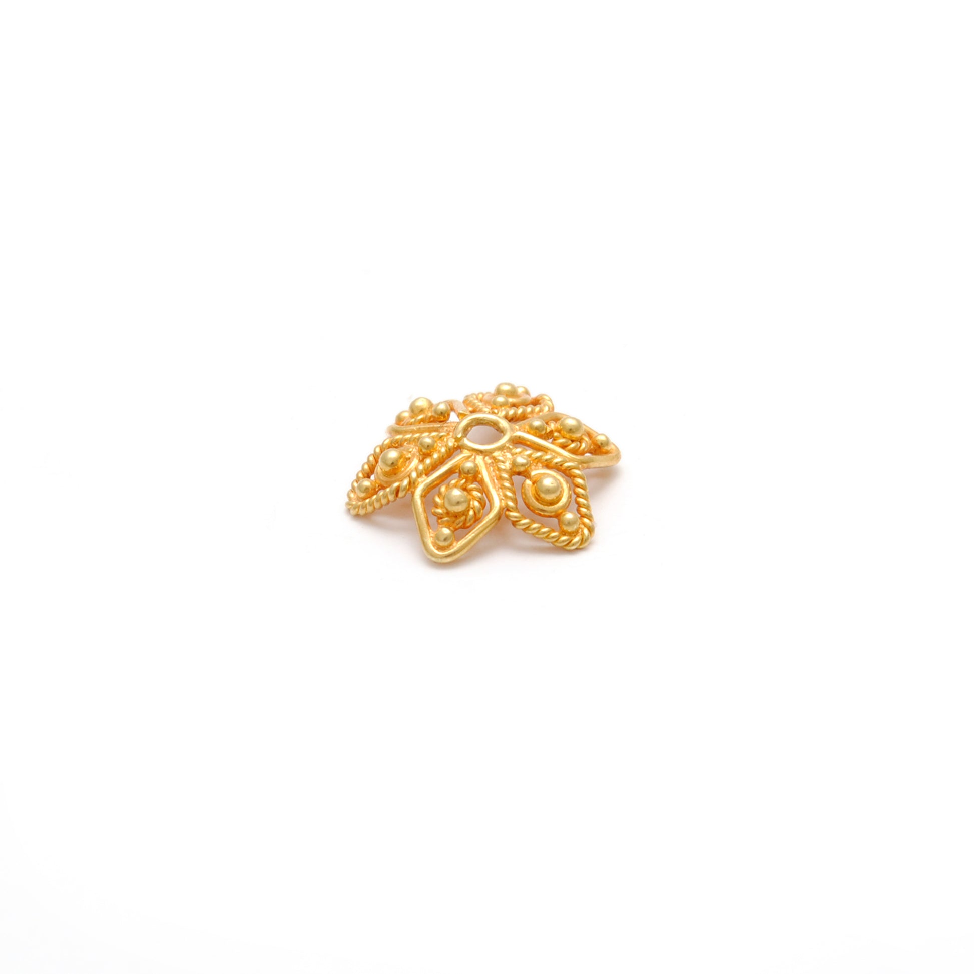 18K gold filigree star cap 11mm - overhead view Jaipur
