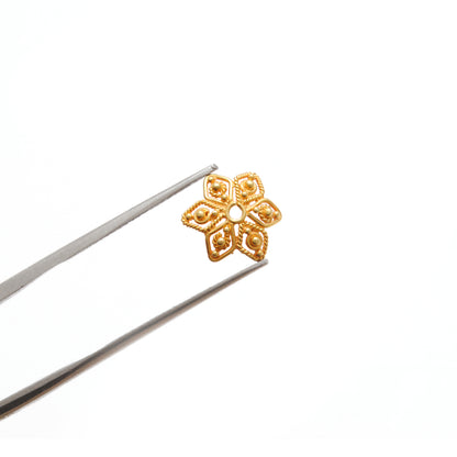 18K gold filigree star cap 11mm - scale reference wholesale
