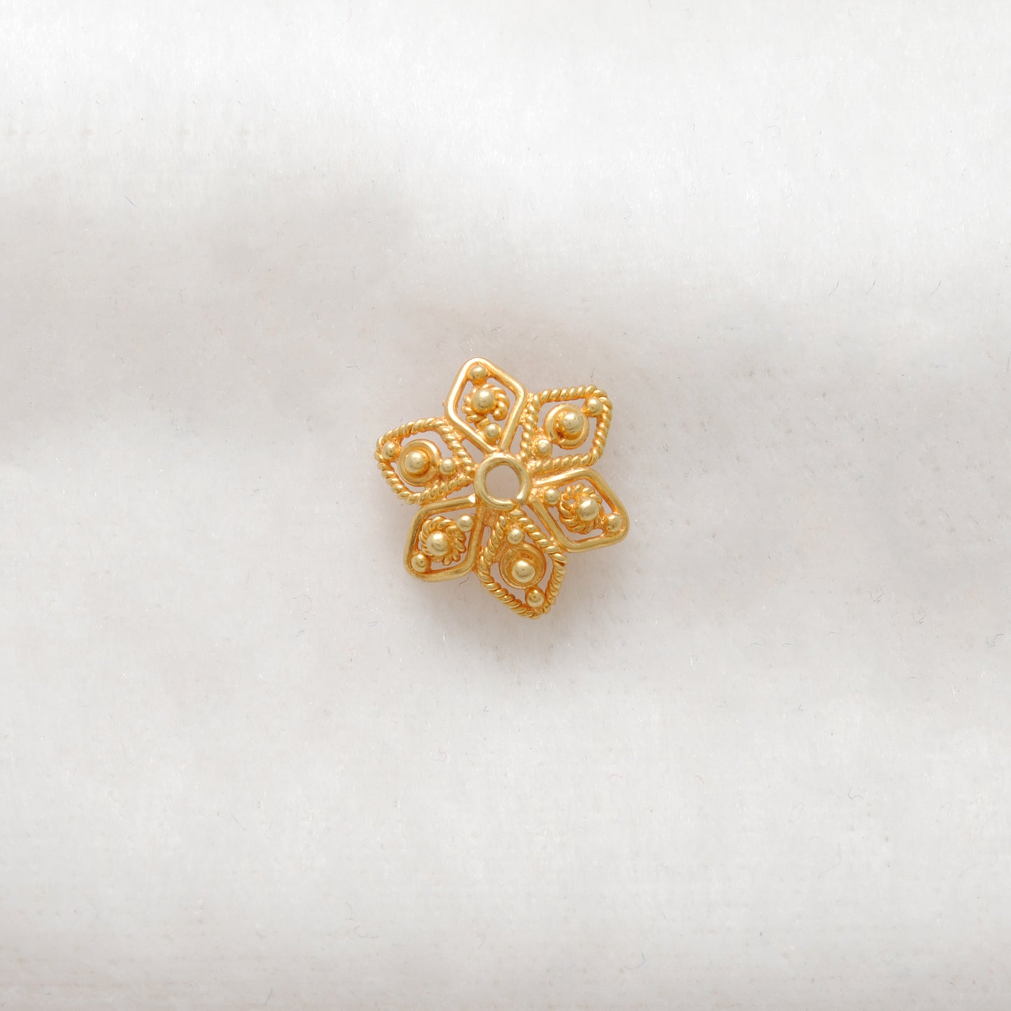 18K gold filigree star cap 11mm styled on celestial jewelry