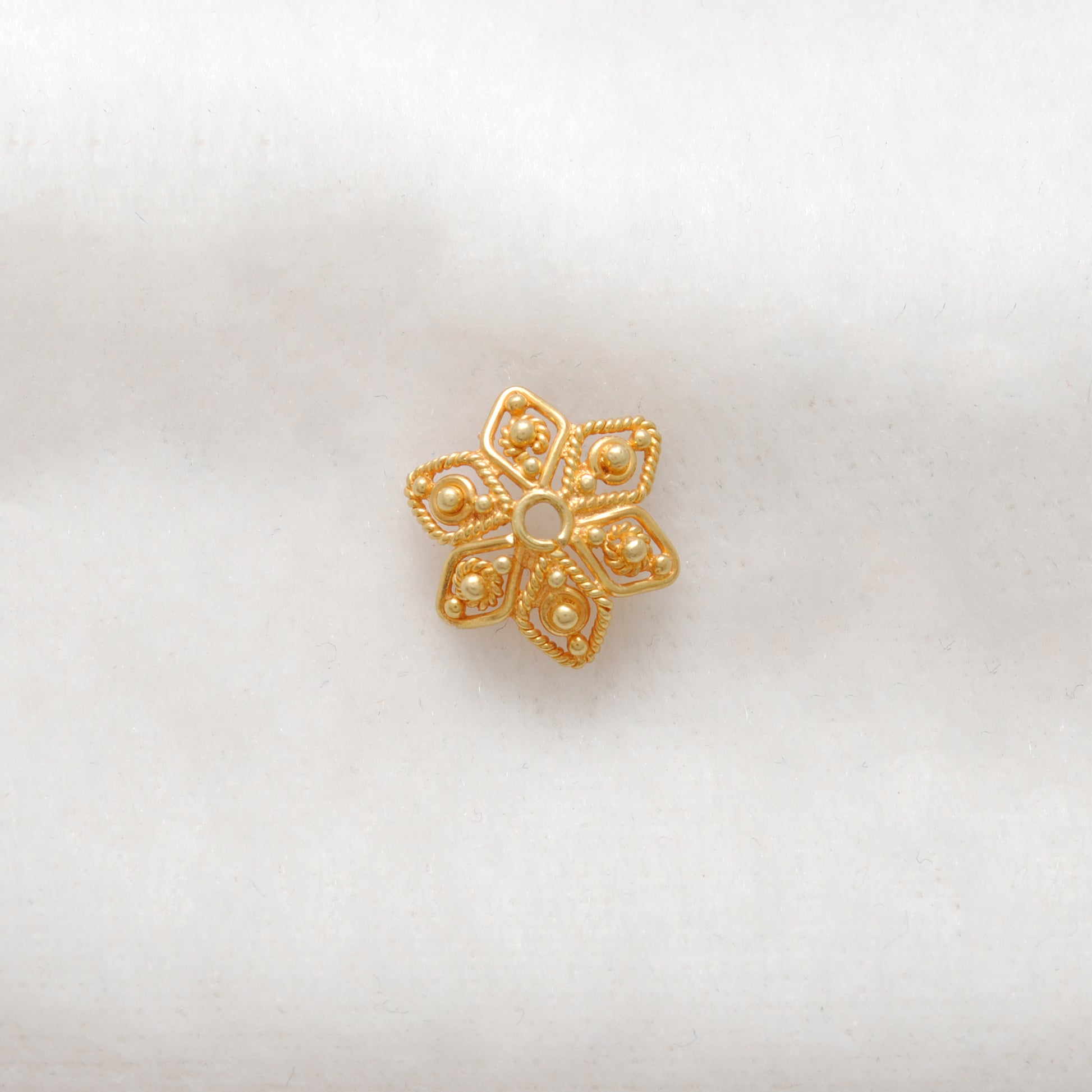 18K gold filigree star cap 11mm styled on celestial jewelry