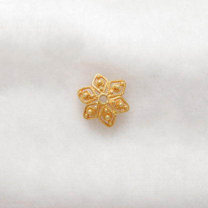 18K gold filigree star cap 11mm styled on celestial jewelry