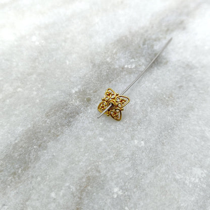 18K gold filigree star spacer cap 10mm lacework close-up