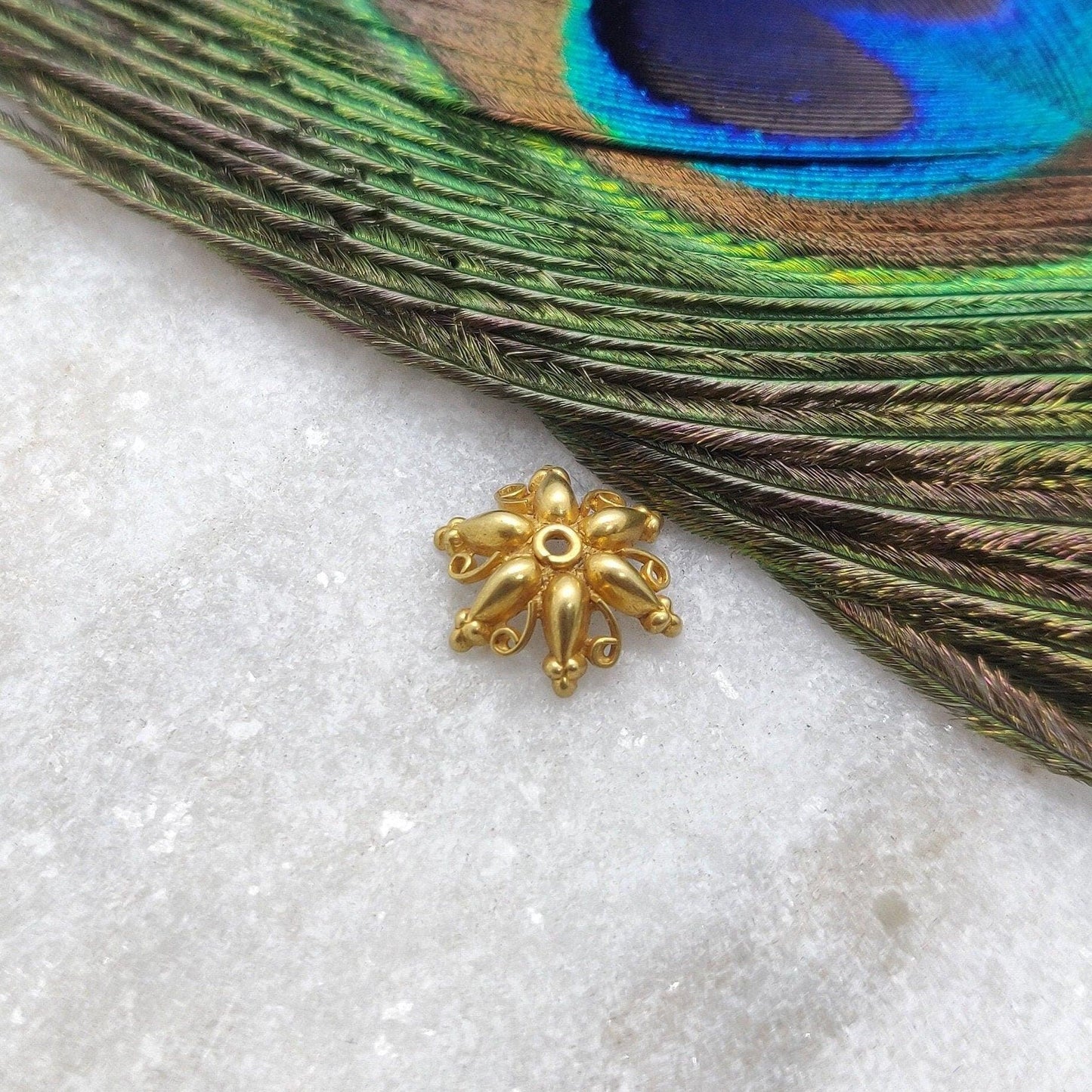 18K gold findings bead cap spacer DIY craft - front view