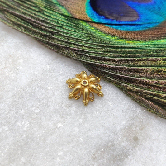 18K gold findings bead cap spacer DIY craft - front view