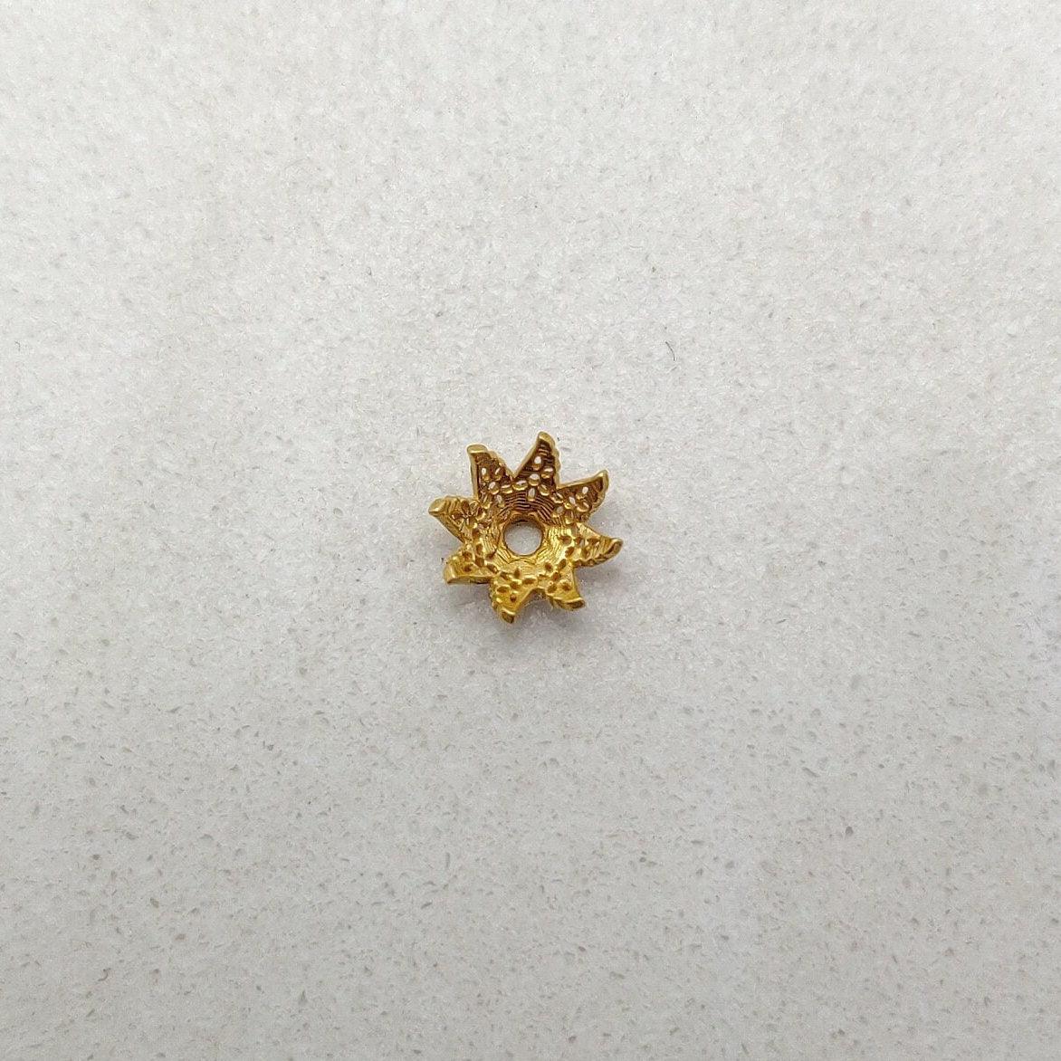 18K gold floral bead cap spacer - overhead view Jaipur