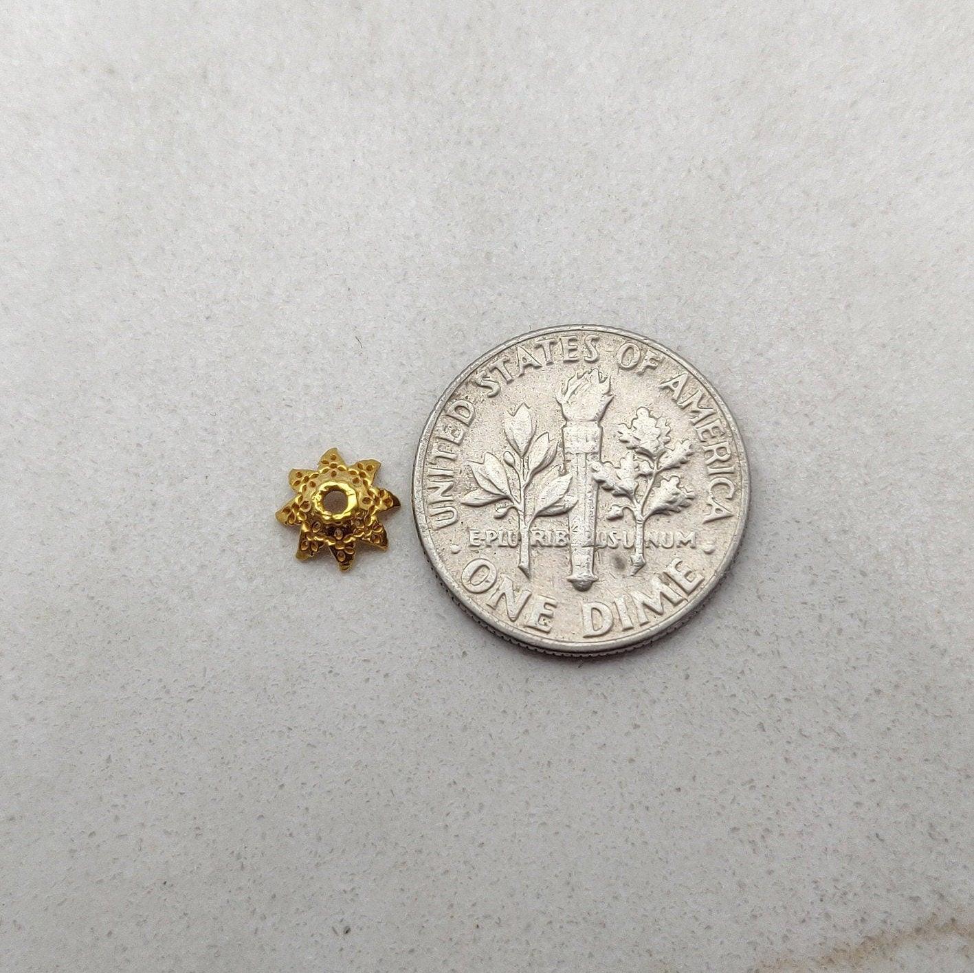18K gold floral bead cap spacer styled on gemstone strand