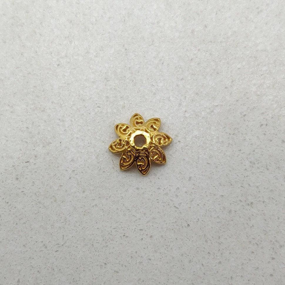 18K gold floral ending spacer caps - close-up petal detail