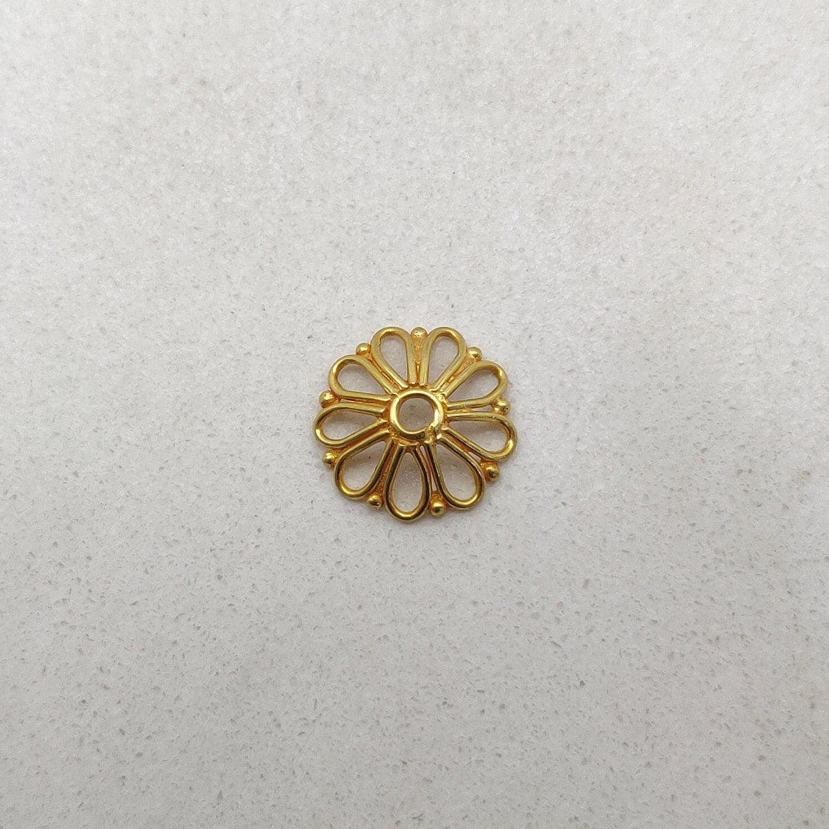 18K gold floral spacer bead cap - side profile