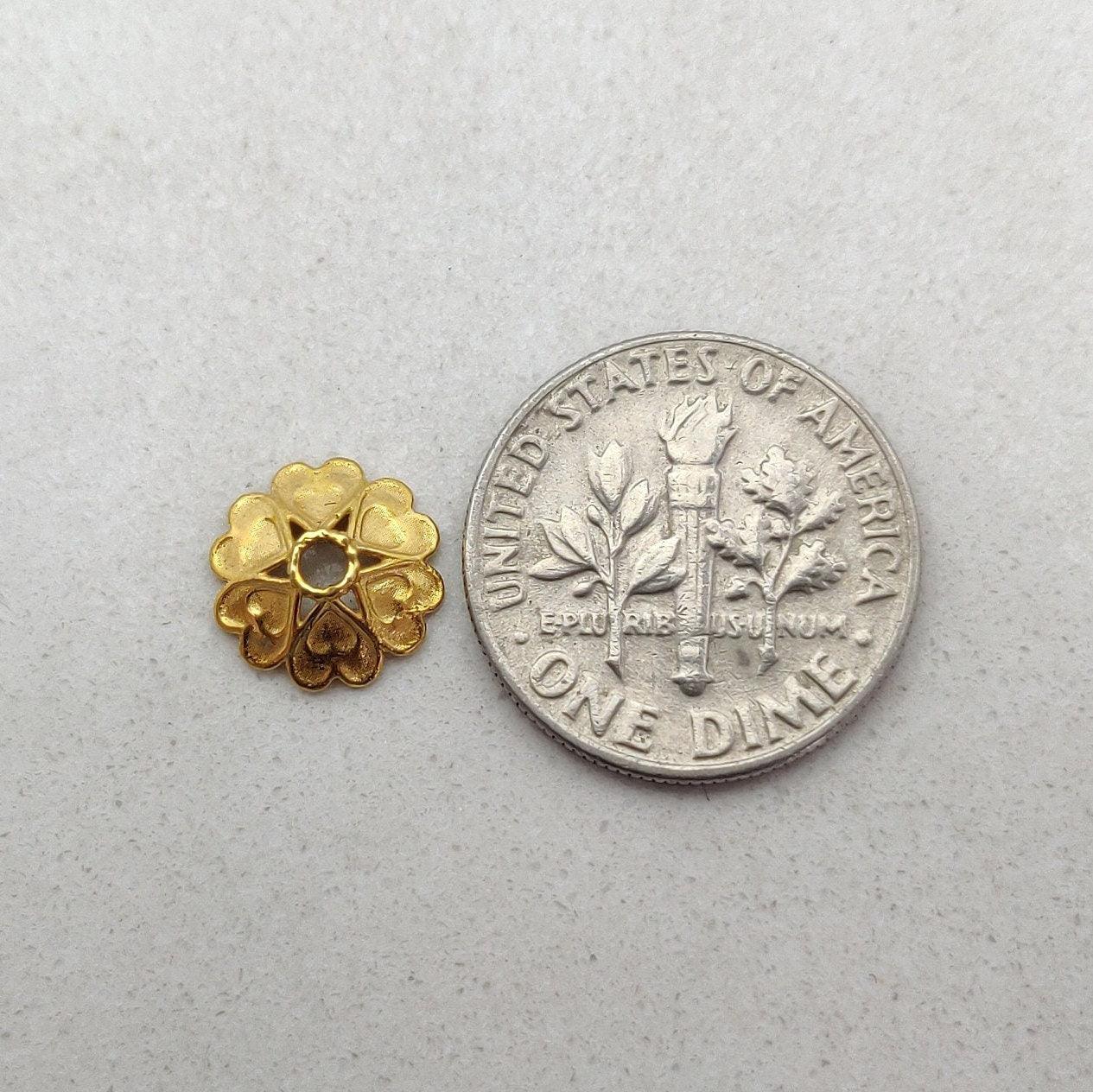 18K gold floral spacer bead cap styled on necklace