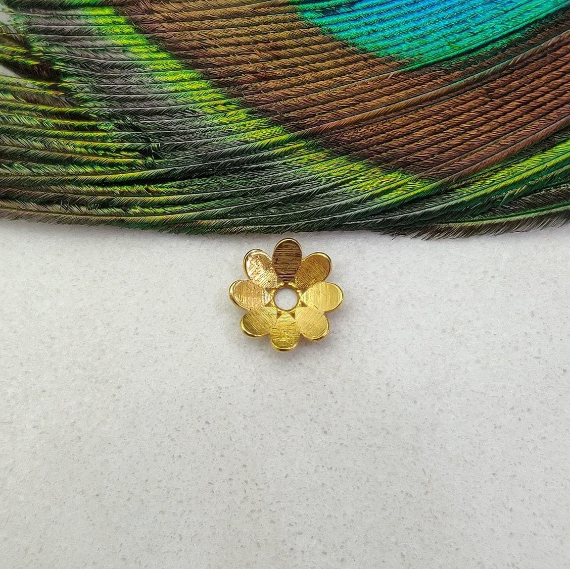 18K gold floral spacer bead caps - petal close-up classic