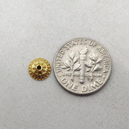 18K gold floral spacer cap styled on gemstone necklace