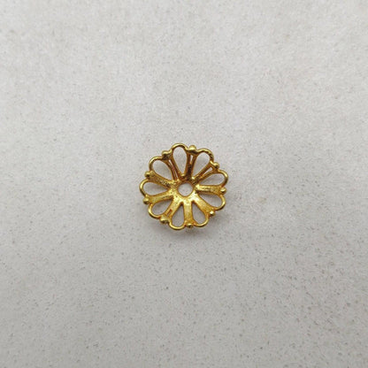 18K gold floral spacer caps - overhead view Jaipur