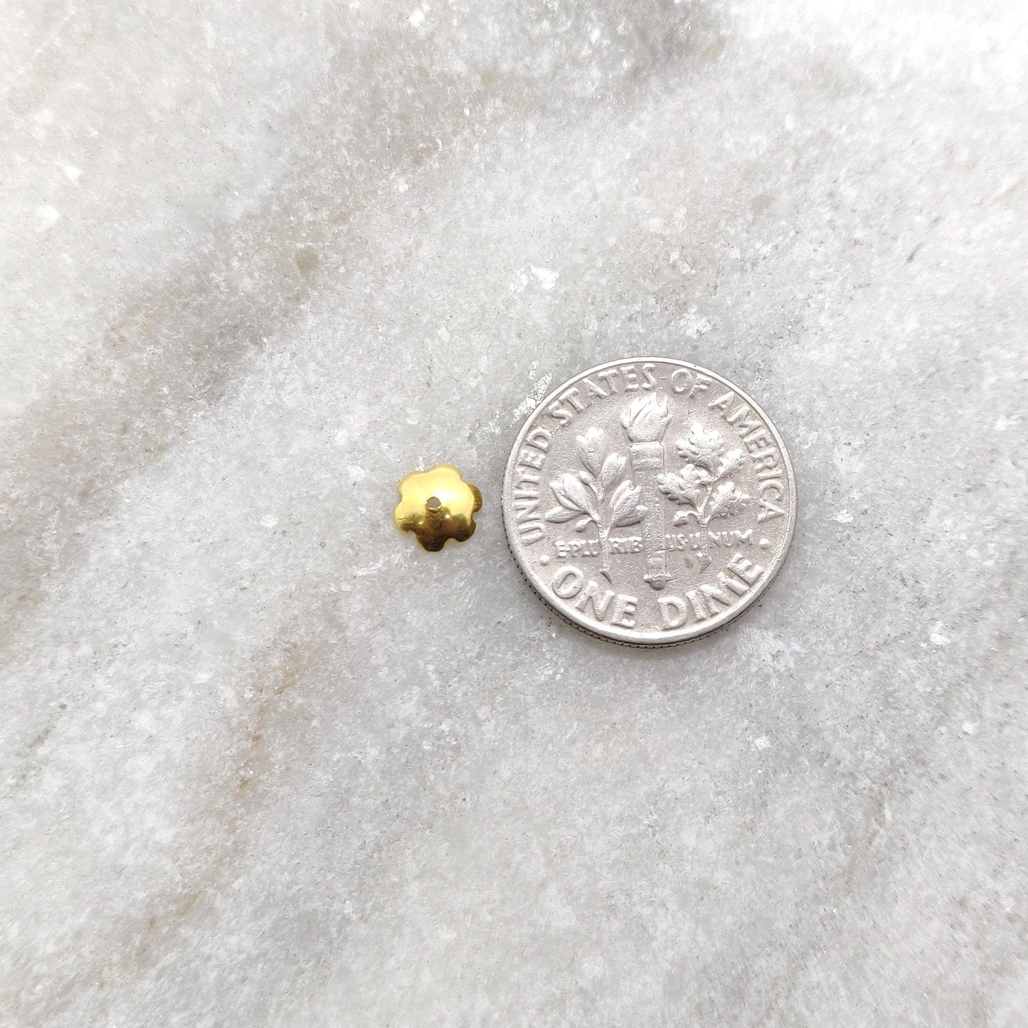 18K gold floral spacer finding - close-up petal detail Jaipur