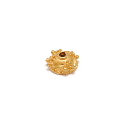 18K gold flower bead cap antique floral spacer - front view
