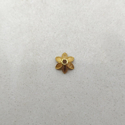 18K gold flower bead caps 7x3mm styled on jewelry