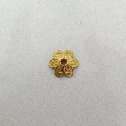 18K gold flower cut bead cap 9mm - overhead view Jaipur