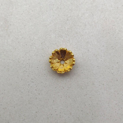 18K gold flower end cap - side profile elegant