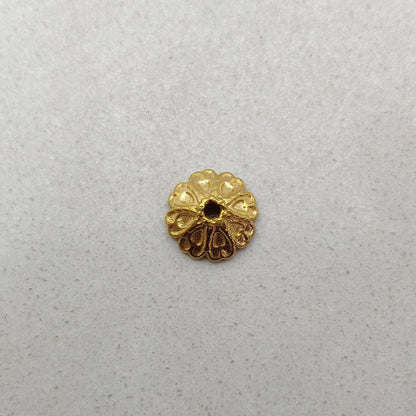 18K gold flower end spacer cap - overhead view Jaipur