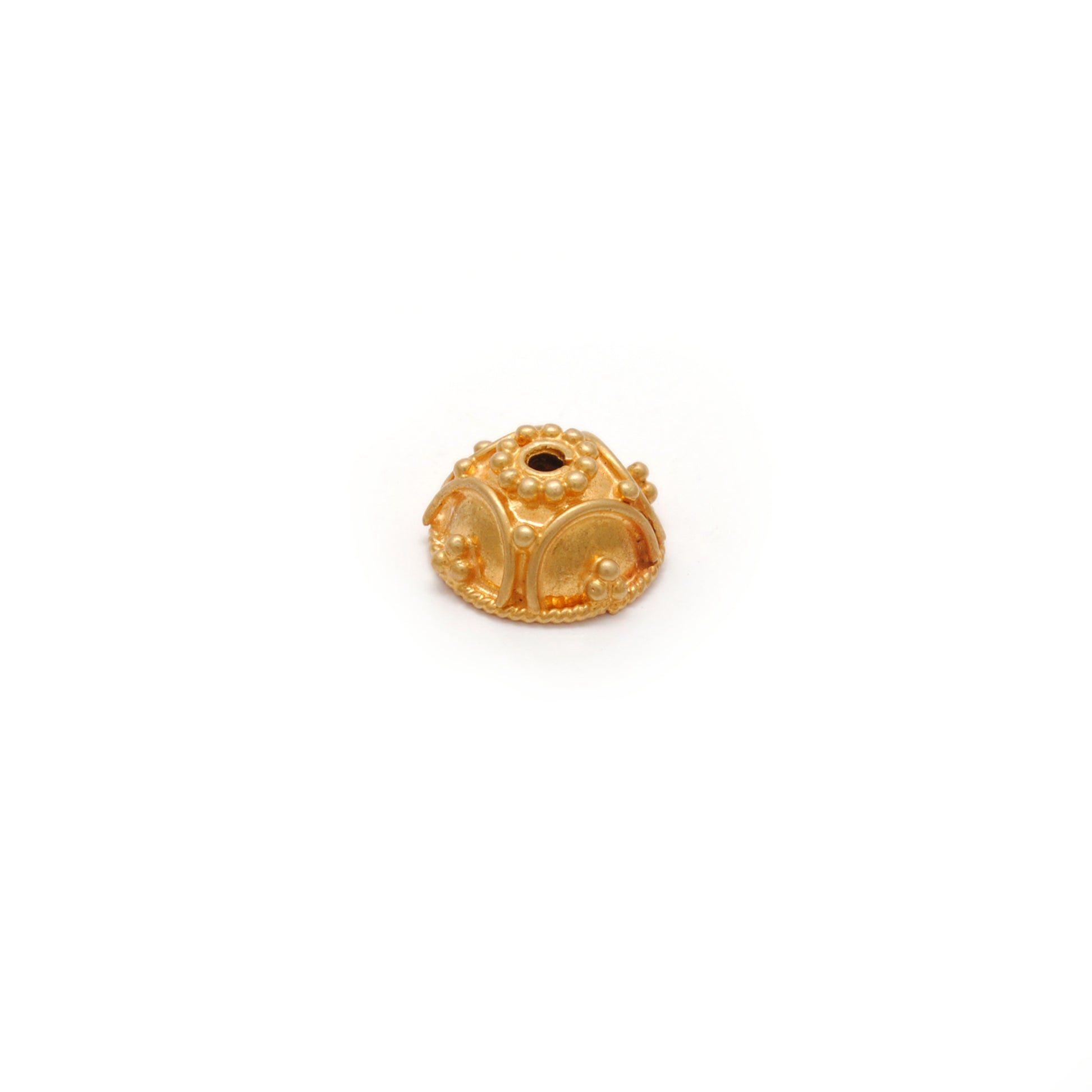 18K gold handcrafted spacer bead cap 8mm - overhead view Jaipur