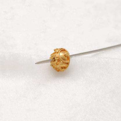 18K gold handcrafted spacer bead cap 8mm styled on artisan jewelry
