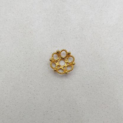 18K gold handmade filigree end cap 9mm - overhead view Jaipur