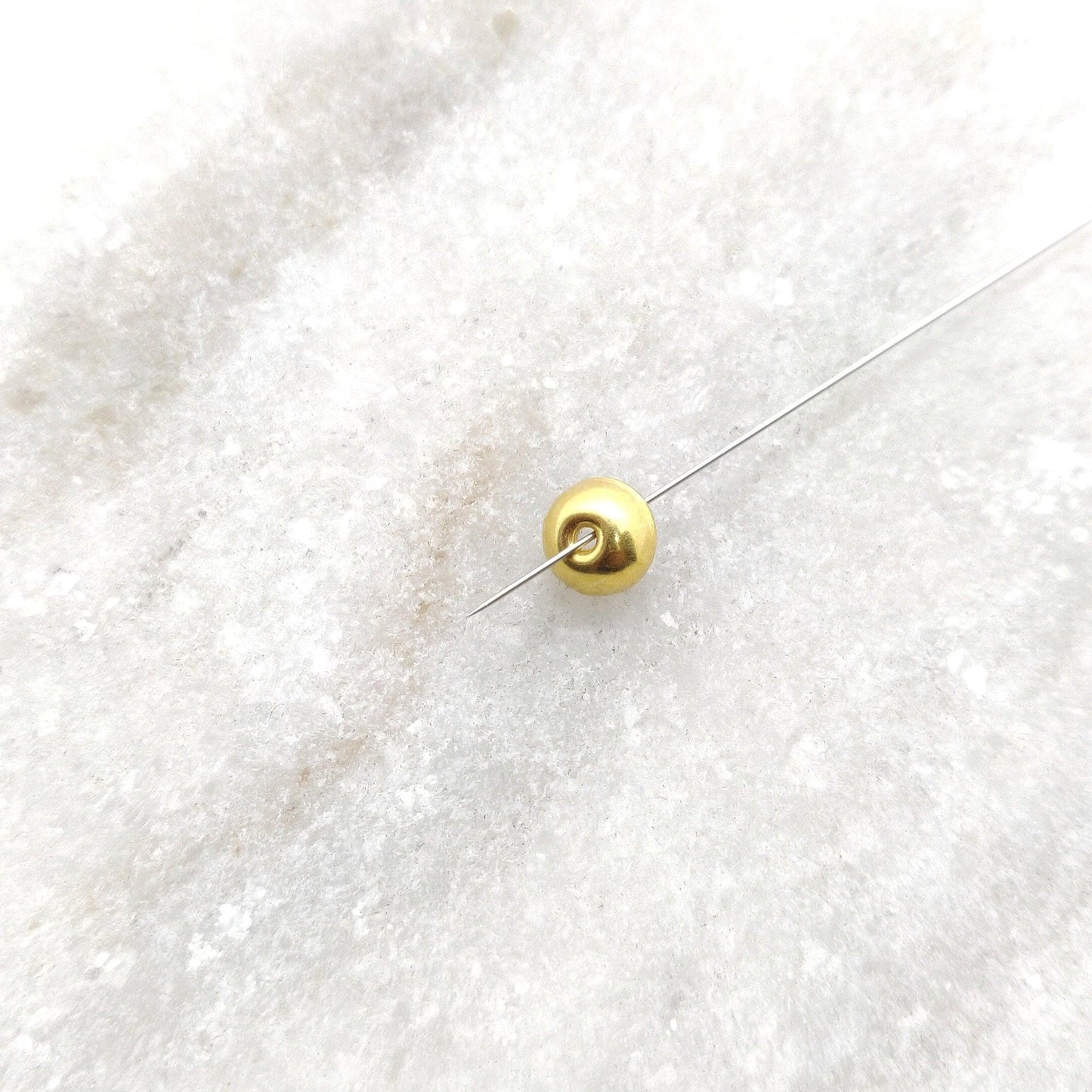 18K gold plain bead cap 6mm DIY styled on fine jewelry