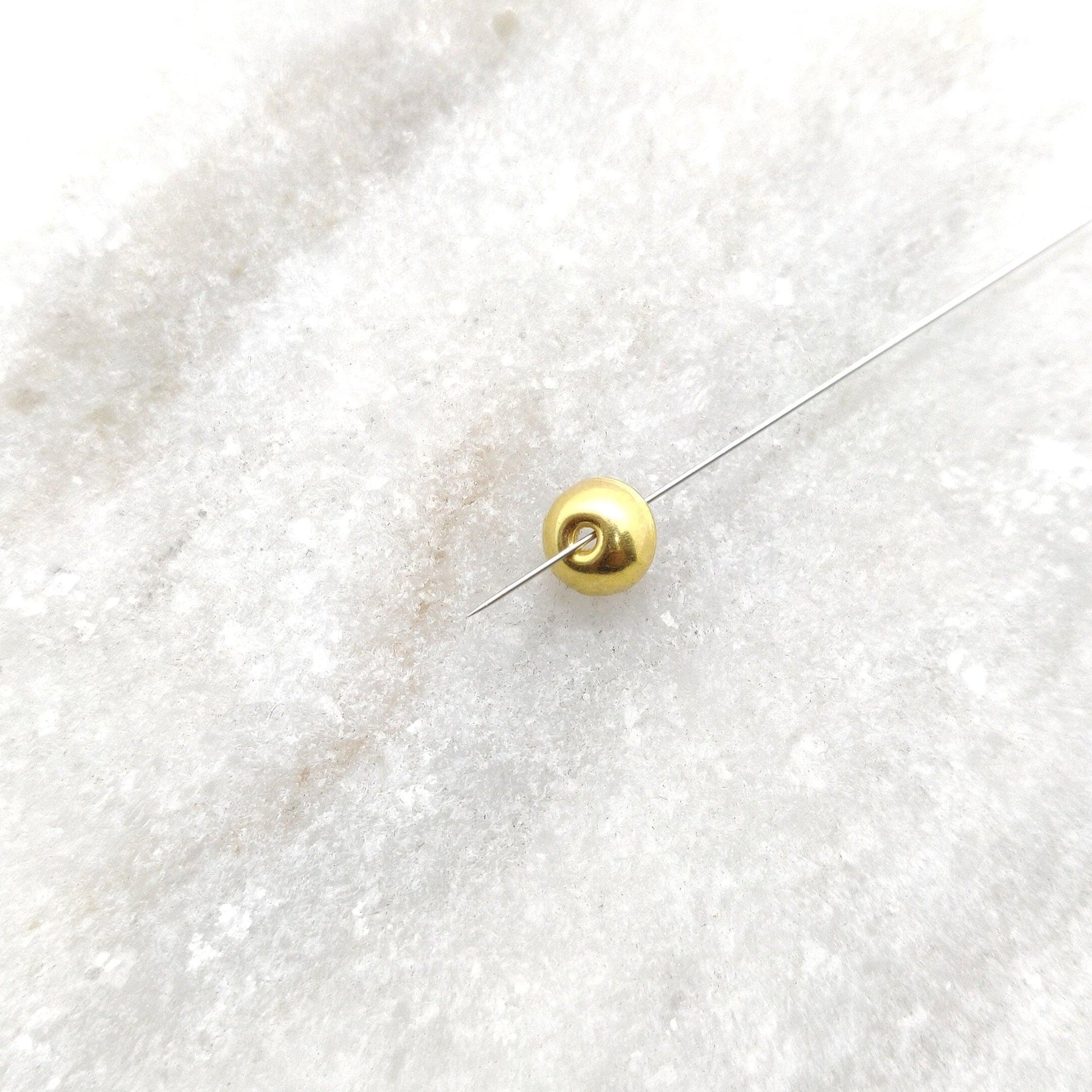 18K gold plain bead cap 6mm DIY styled on fine jewelry