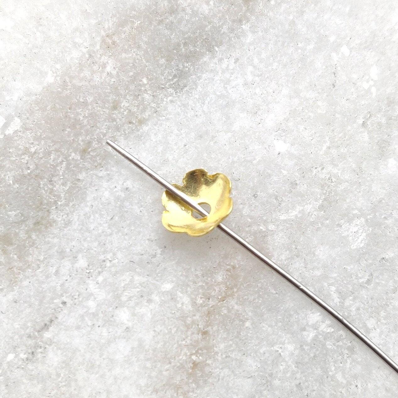 18K gold plain bead cap 6mm - close-up polish detail