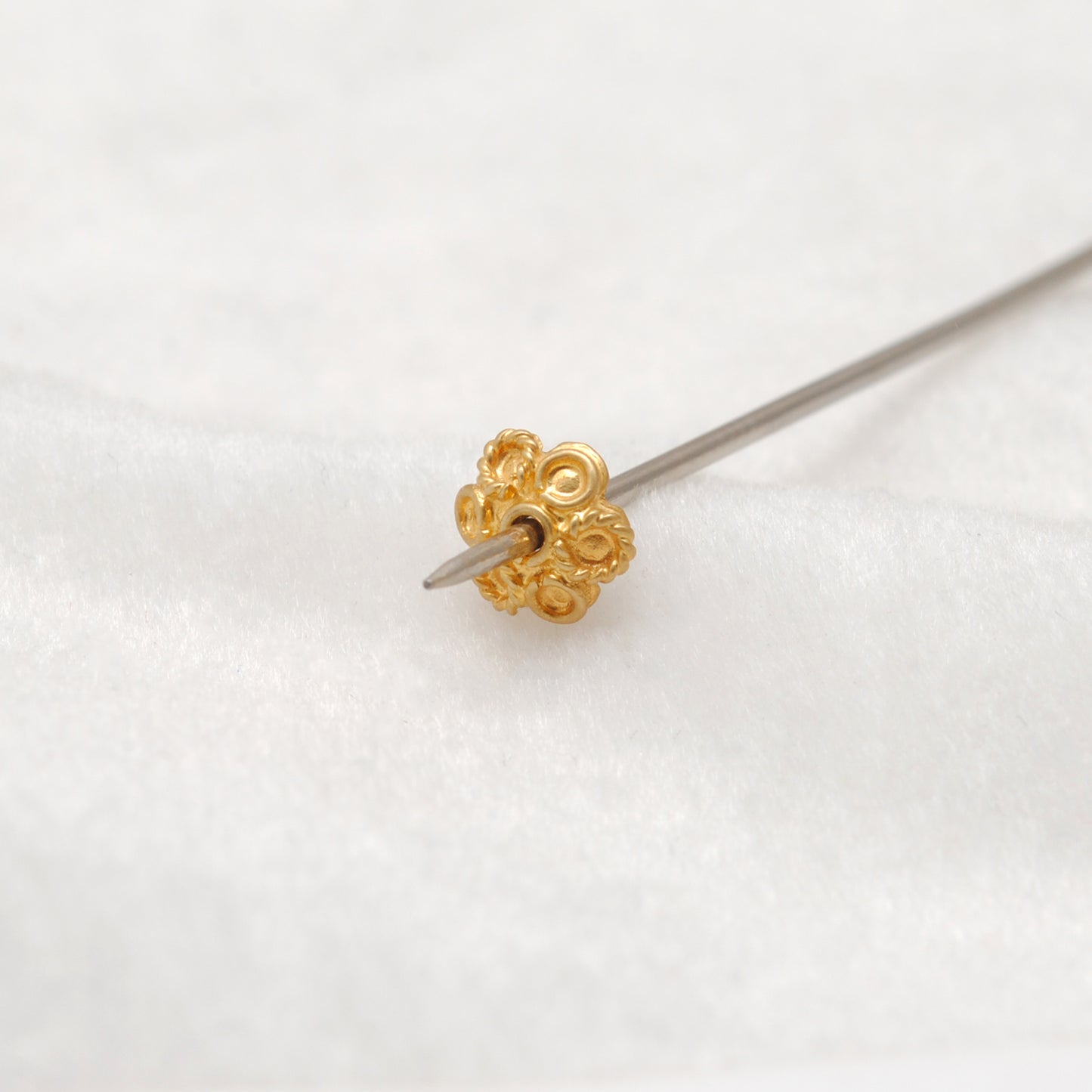 18K gold plain bead caps supplies 6mm styled on fine jewelry