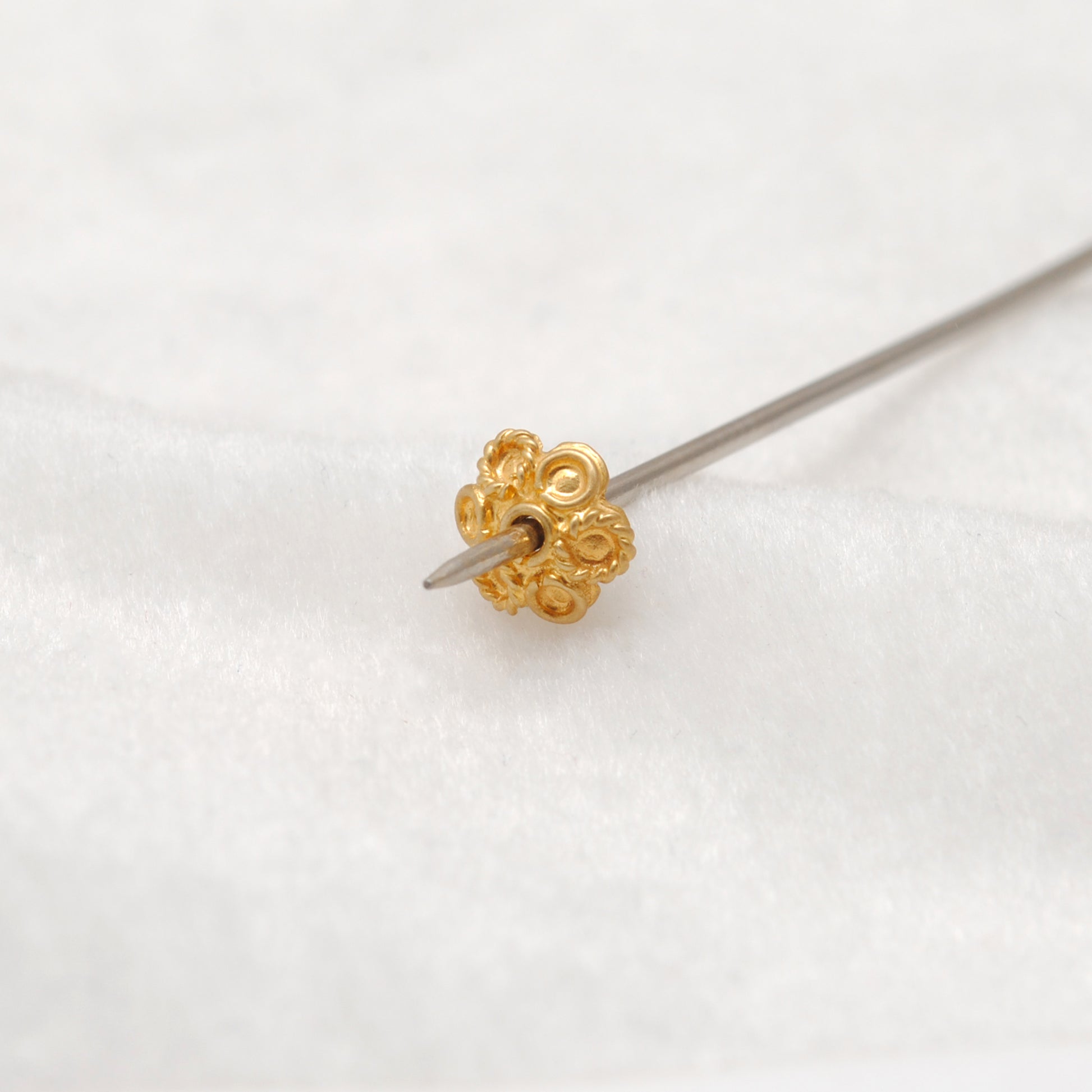 18K gold plain bead caps supplies 6mm styled on fine jewelry