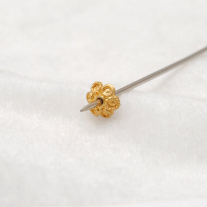 18K gold plain bead caps supplies 6mm styled on fine jewelry
