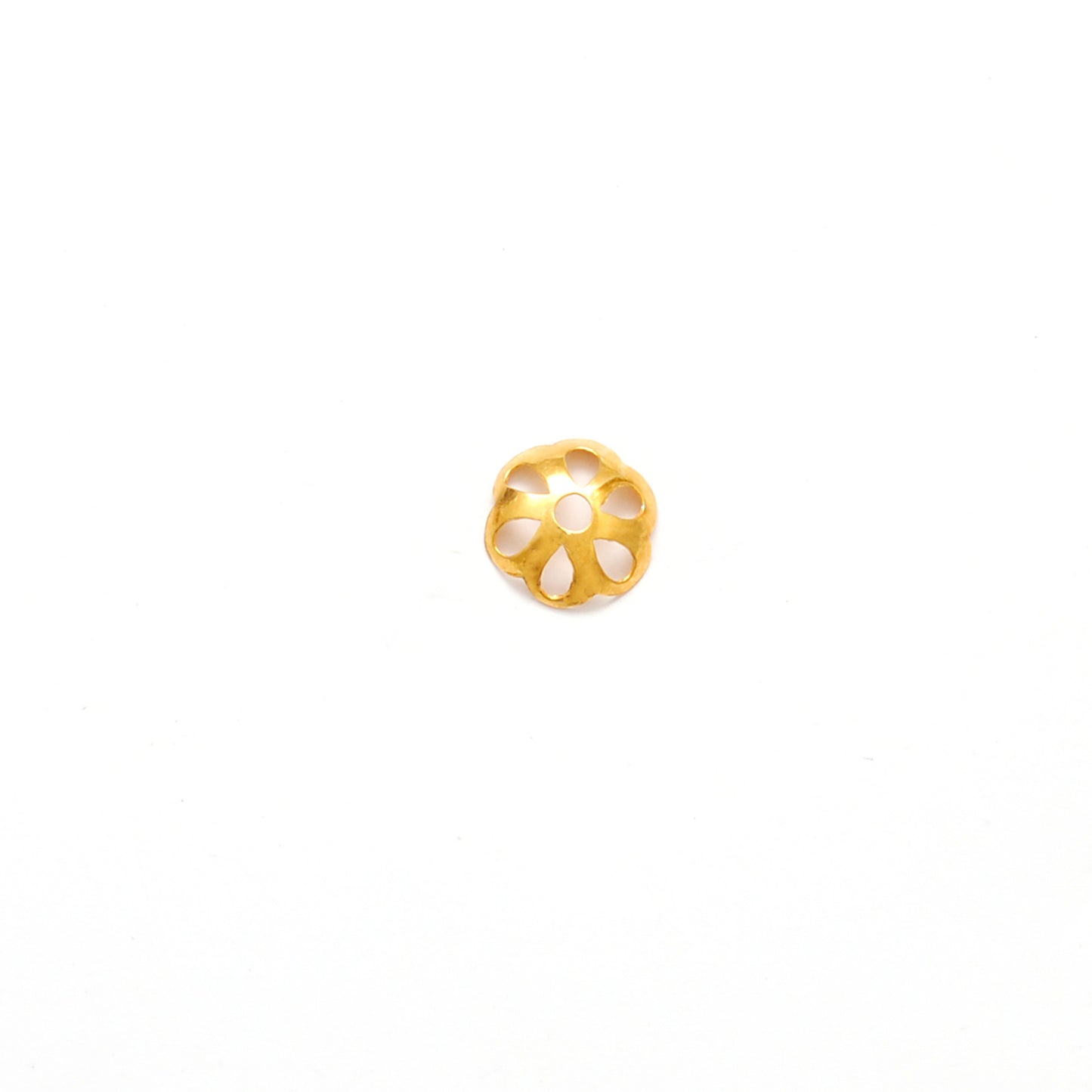 18K gold plain floral bead cap 8mm - multiple angles