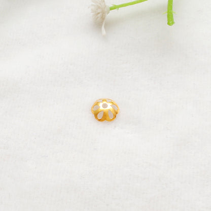 18K gold plain floral cap 8mm - side profile