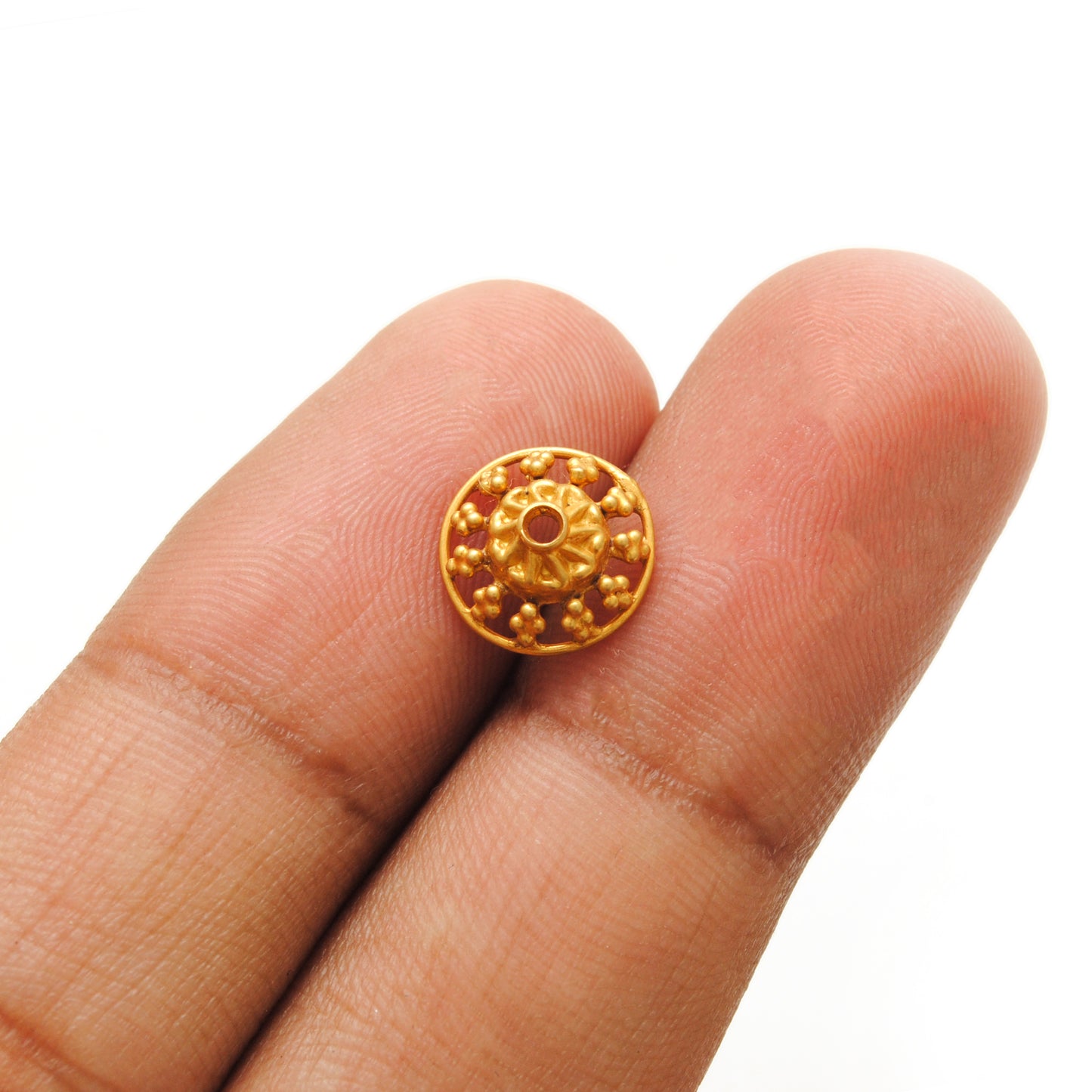 18K gold round bead cap 10mm - side profile bold