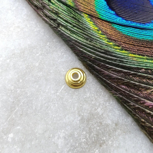 18K gold round plain bead cap finding 6mm - front view