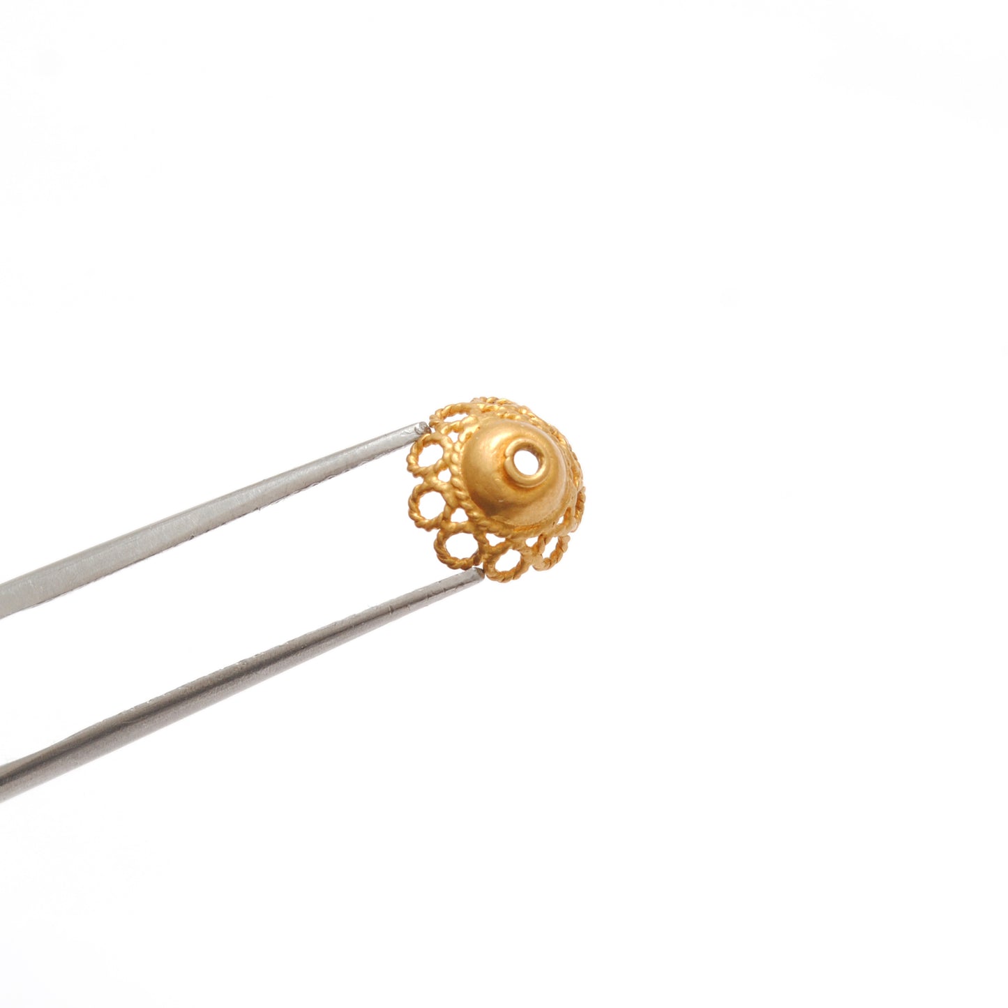 18K gold round spacer bead caps 8mm styled on fine jewelry