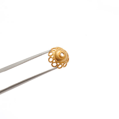 18K gold round spacer bead caps 8mm styled on fine jewelry