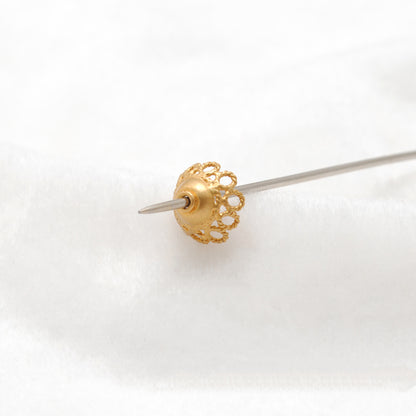 18K gold round spacer cap 8mm - multiple pieces display