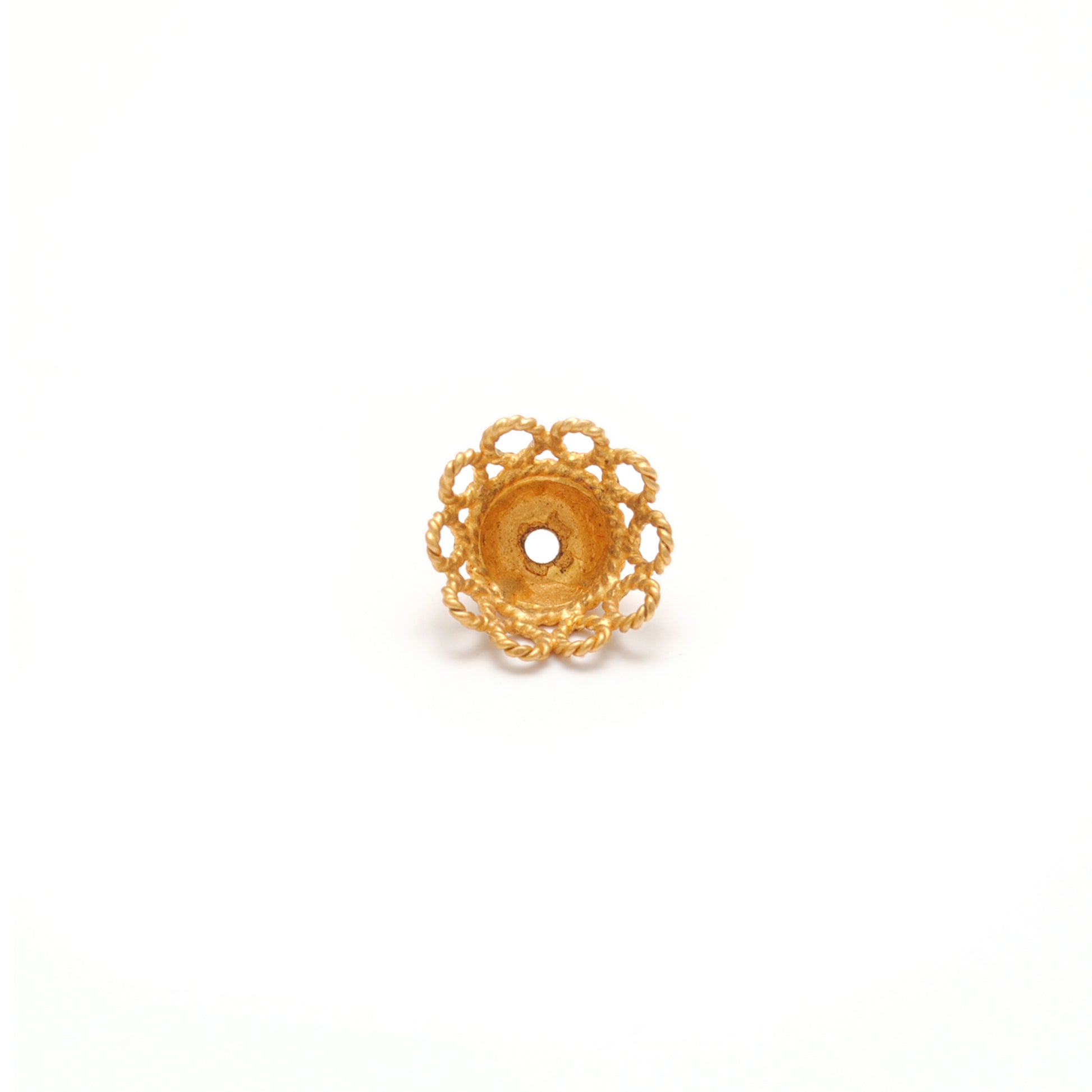 18K gold round spacer cap 8mm - overhead view Jaipur