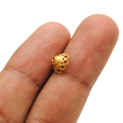 18K gold round spacer cap 8mm - scale reference wholesale