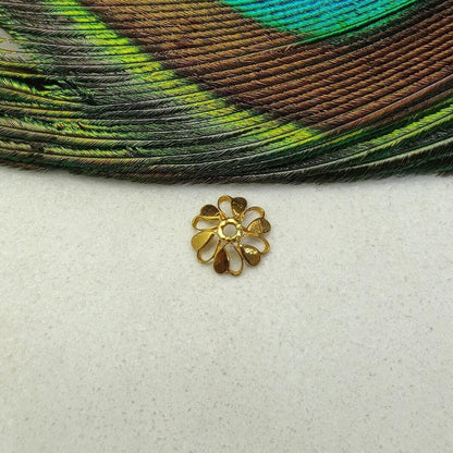 18K gold spacer bead cap finding DIY craft jewelry - front view