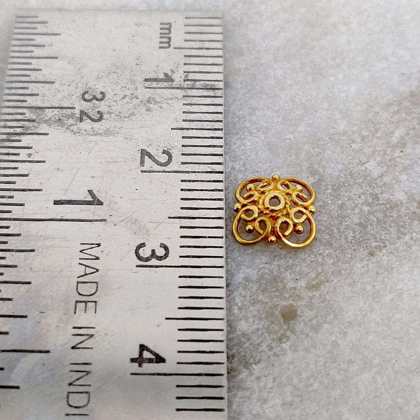 18K gold spacer bead cap - close-up high polish detail