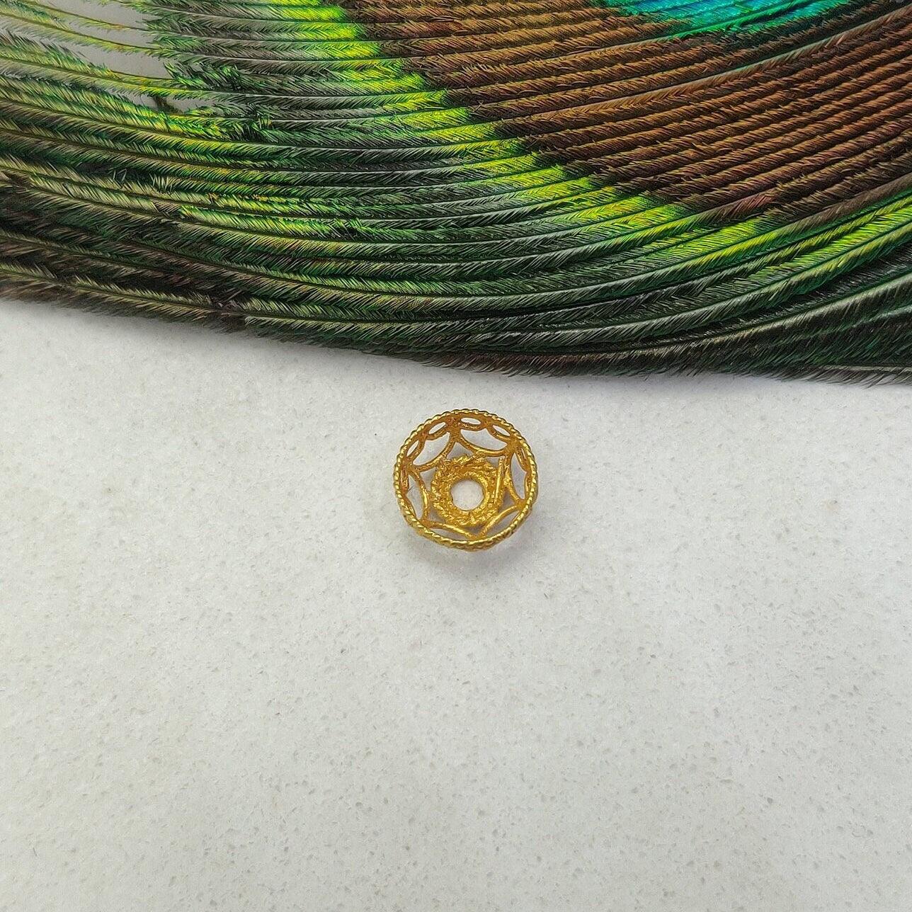 18K gold spacer bead caps 7mm - close-up polish detail