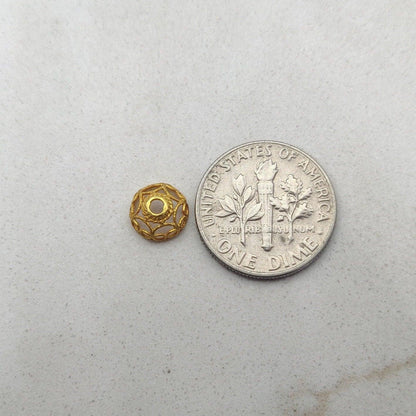 18K gold spacer bead caps 7mm styled on fine jewelry
