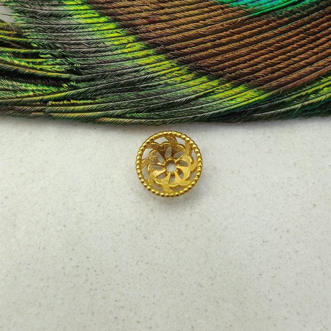 18K gold spacer cap bead finding - close-up high polish